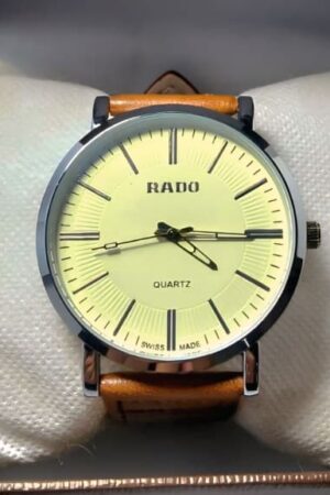 Rado Quartz Analog Watch with Brown-Black Leather Strap – Classic Minimal Design