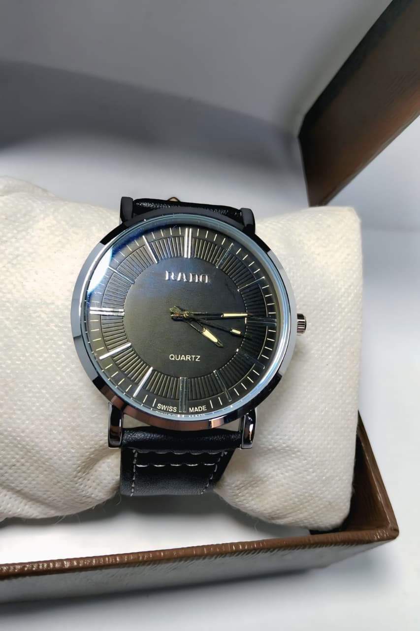 Rado Quartz Analog Watch with Brown-Black Leather Strap – Classic Minimal Design - Image 9